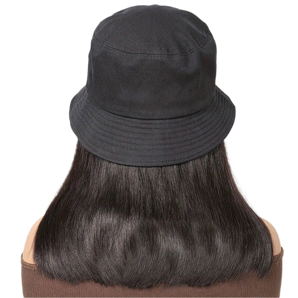 Short Straight Bob Hat Wig For Women Human Hair Bucket Hat Wig