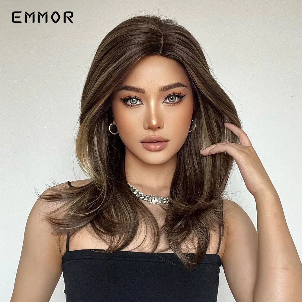 Long Wavy Wigs Brown with Blonde Wigs