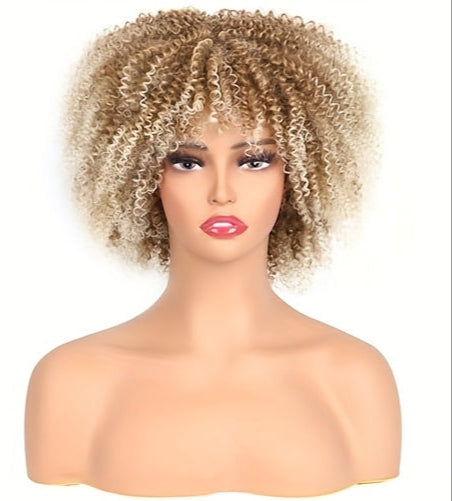 Short Curly Wig For Women 6 Inch Kinky Curly Wigs With Bangs