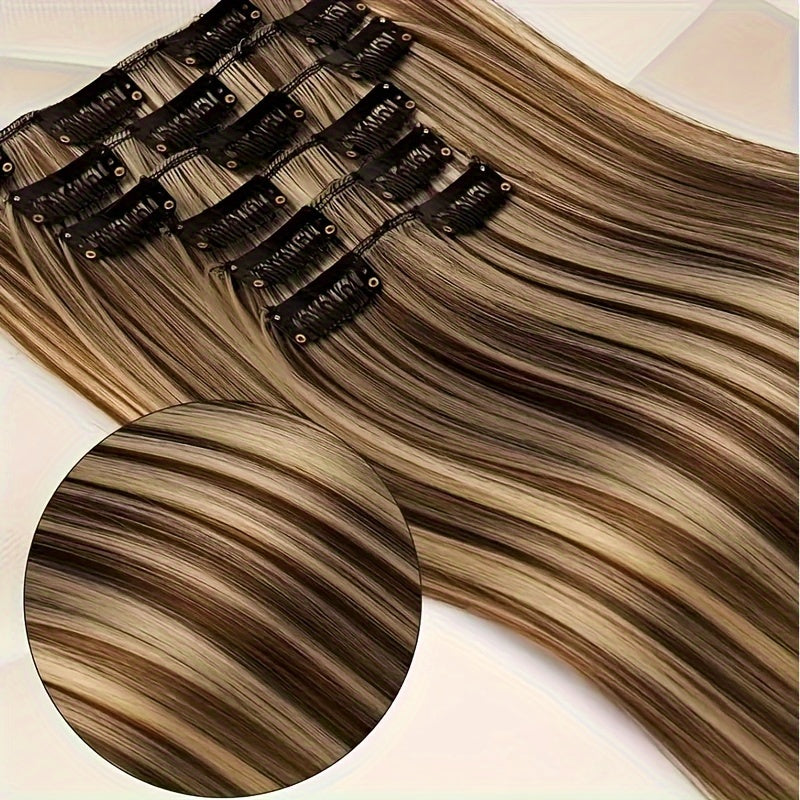 6pcs/set Long Straight Hair Pieces Synthetic Clip In Hair Extensions Elegant For Daily Use Hair Accessories Halloween Christmas