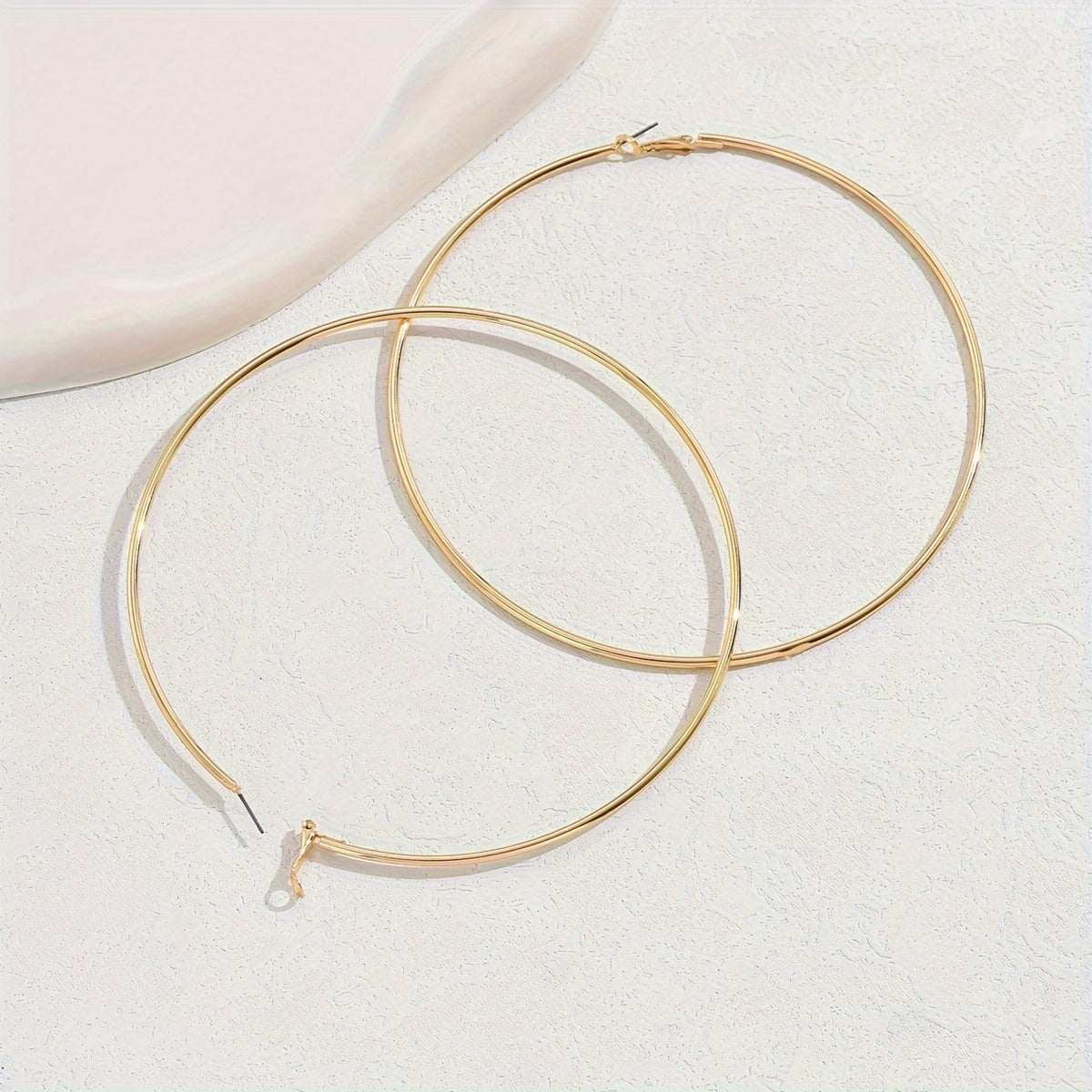 Pair of Bold Golden-Tone Hoop Earrings