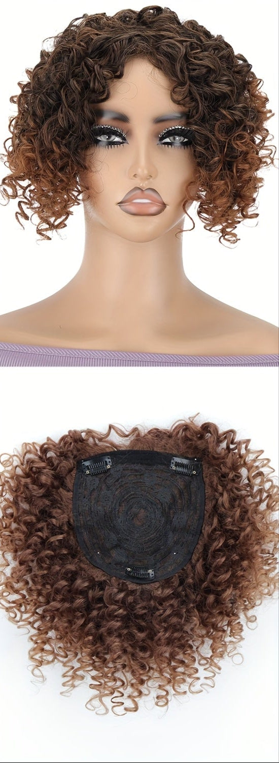 Volumizing Afro Curly Hair Topper for Women - High-Temperature Resistant Synthetic Hairpiece