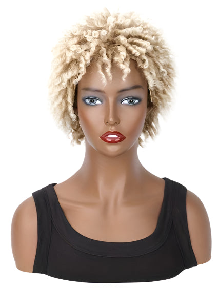 Chic Ombre Blonde Short Dreadlock Wig for Women - Afro Curly/Kinky Style, Heat-Resistant Synthetic Hair, Perfect for Daily Wear & Cosplay, Basic Style