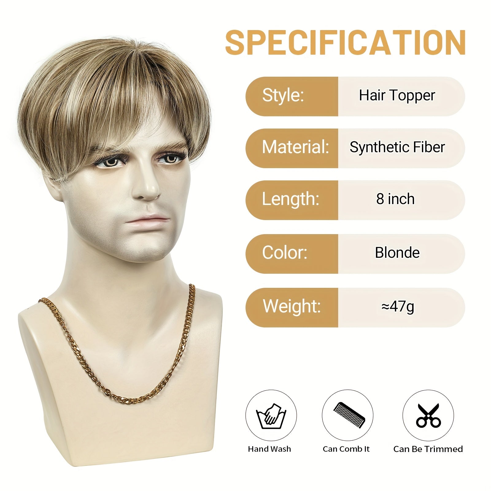 Highlight Hair Topper Hair System For Men Synthetic Fiber Toupee