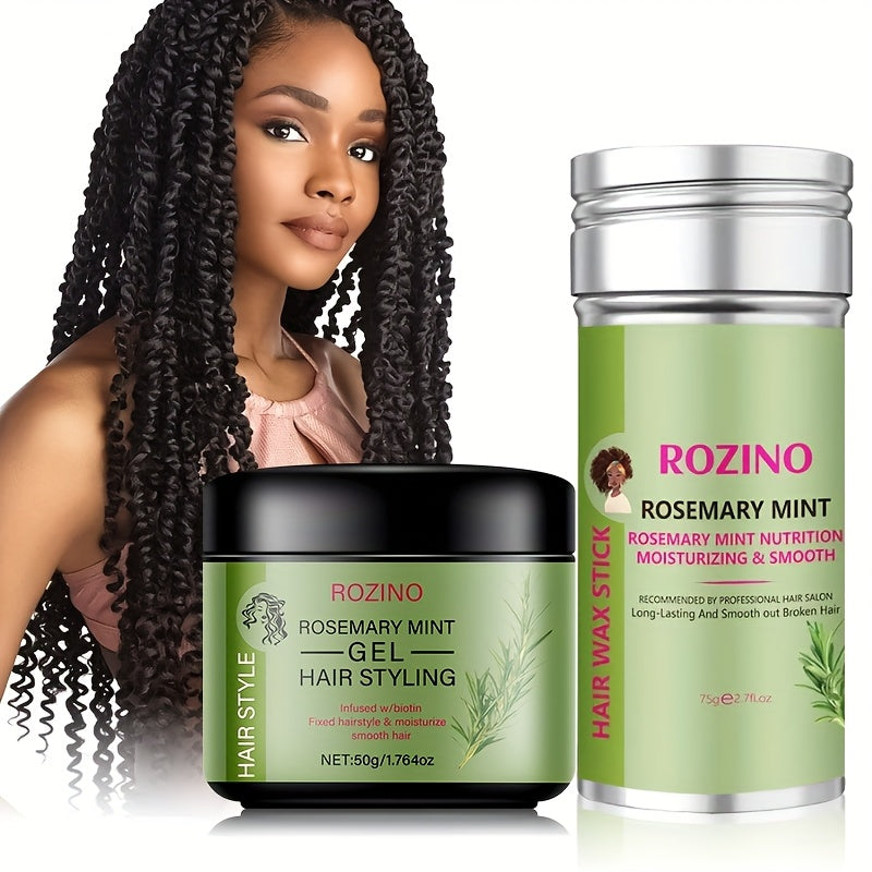 2pcs Rosemary Hair Care, Rosemary Mint Hair Styling Gel, Rosemary Hair Wax Stick, Moisturizing and Hydrating, Soft and Smooth, Hair Styling, Taming Split Ends, Suitable for All Hair Types, ROZINO