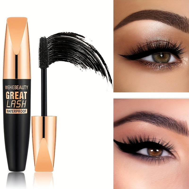 Waterproof 8D Silk Fiber Mascara - Long-Lasting, Dramatic Volume & Curling, Natural Look, Black for All Skin Types, Curl Eyelash Treatment|Precision Applicator|Long-Lasting Mascara