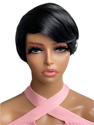 Dual-Tone Short Pixie Cut Wig for Women - Heat Resistant Synthetic Wig