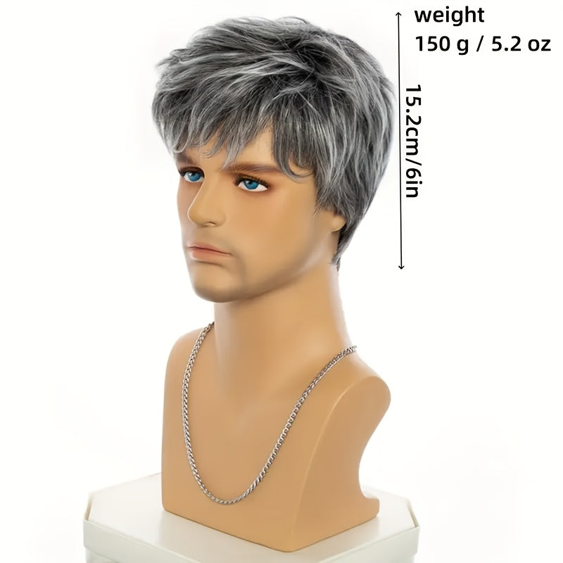 Men Wig in a Gradient Silvery-Gray