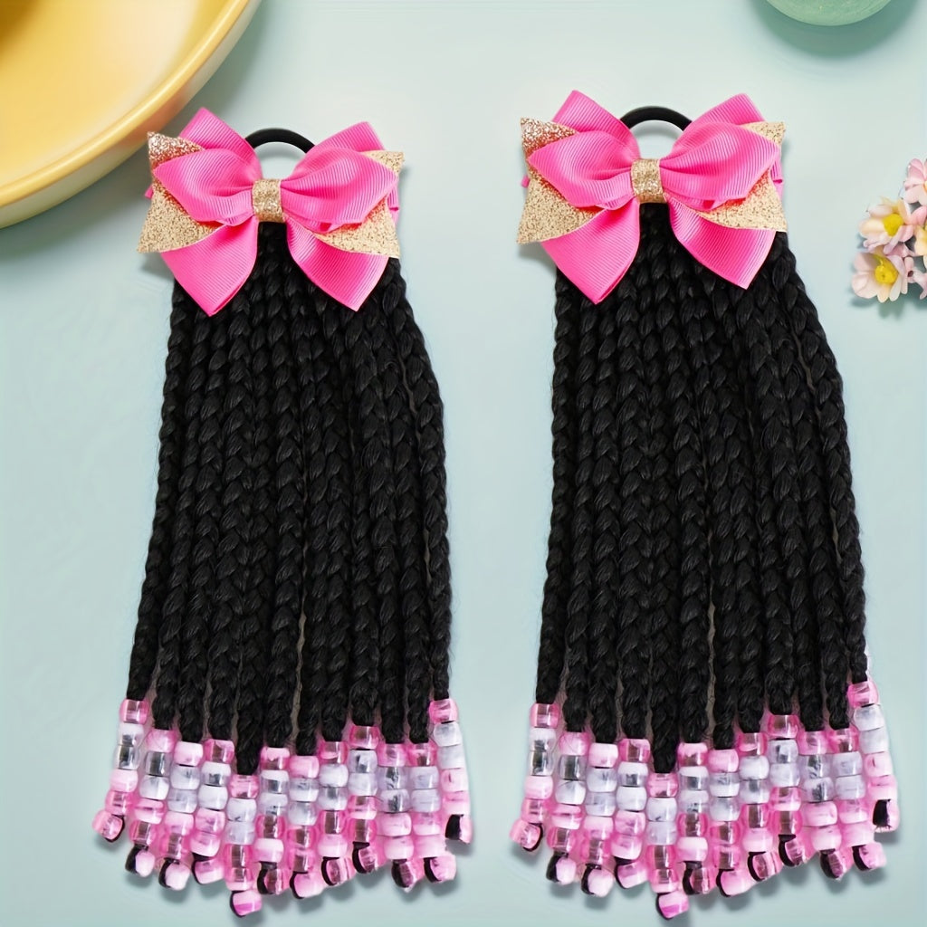 A Set Of Hair Bands With Elastic Bands, African Girl Wig With Braided Hair