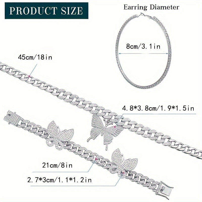 3 Pieces Of Cuban Butterfly Jewelry Set