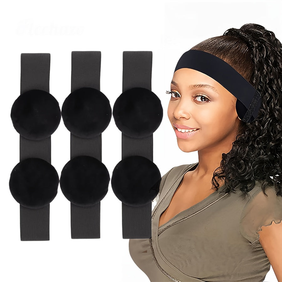 3pcs Lace Wig Edge Bands with Ear Protectors - Elastic, Logo Design for Secure Laying