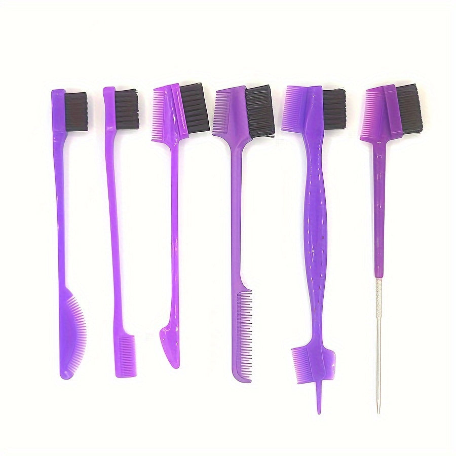 6pcs/set Double Head Brush Styling Accessories Kit: Hair Edge Brush