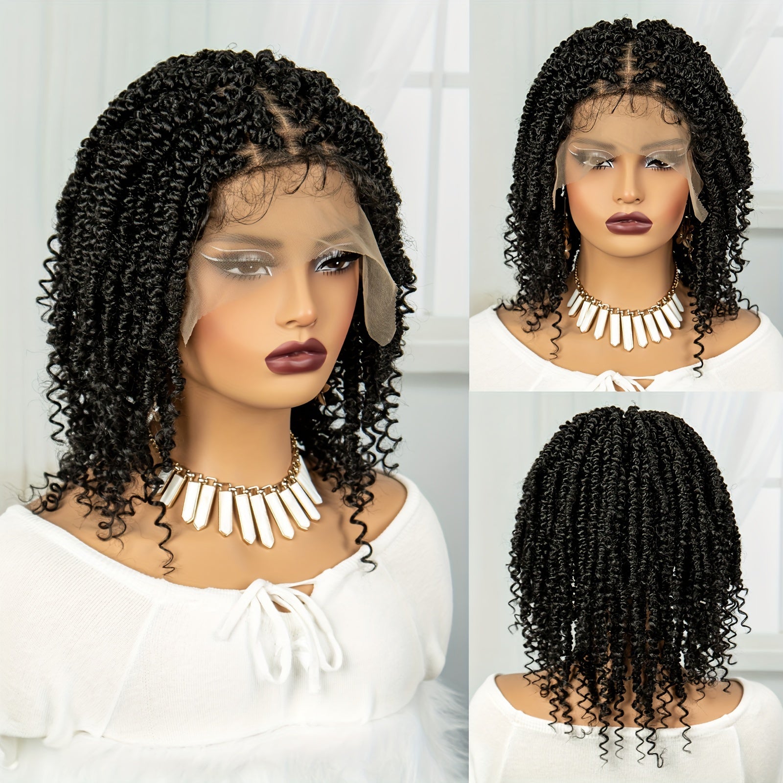 9X6 Box Braided Wig - High-Quality Synthetic Lace Front, Square Knotless Braid, Short Bob Style, Full Double Lace Braiding, Fantastic Hair for Women Vave Anime Cosplay Christmas Wig, Valentine'S Day Valentines Day Gifts, Hair