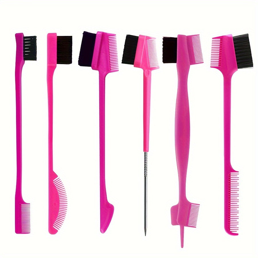 6pcs/set Double Head Brush Styling Accessories Kit: Hair Edge Brush