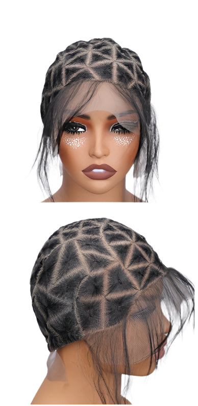 Breathable Double Layer Full Lace Crochet Wig Cap - Pre-Made Square Pattern