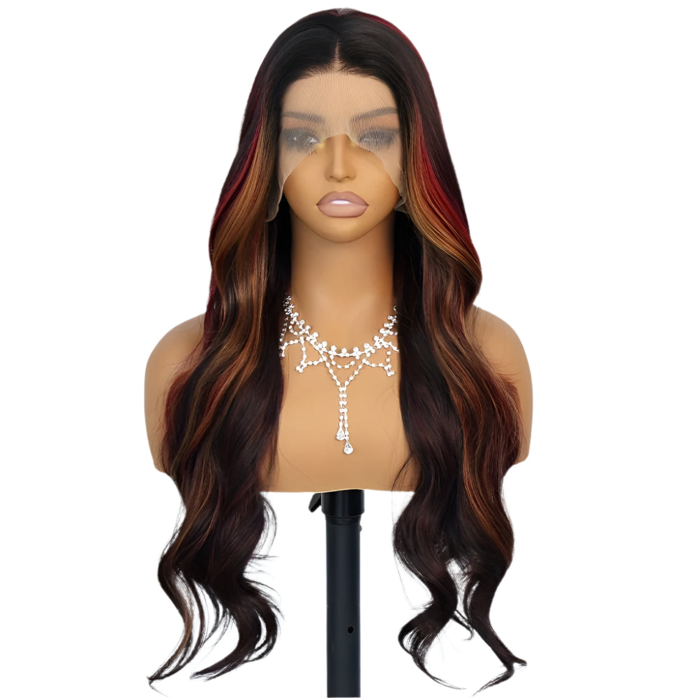 13x4 Natural Ombre Red Body Wave Lace Front Wigs