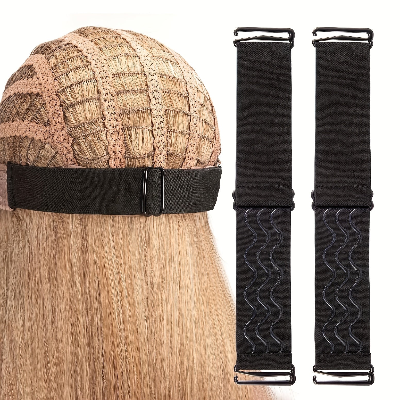 2pcs Adjustable Elastic Wig Band with Detachable Buckle, Non-slip