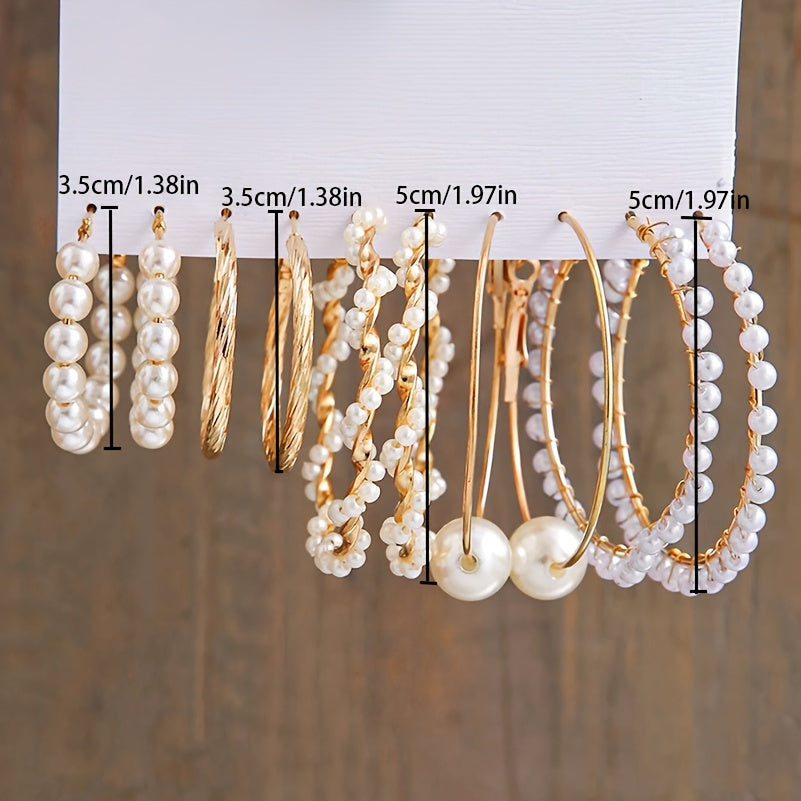 5 Pairs Set Of Earrings Zinc Alloy Jewelry With Imitation Pearl