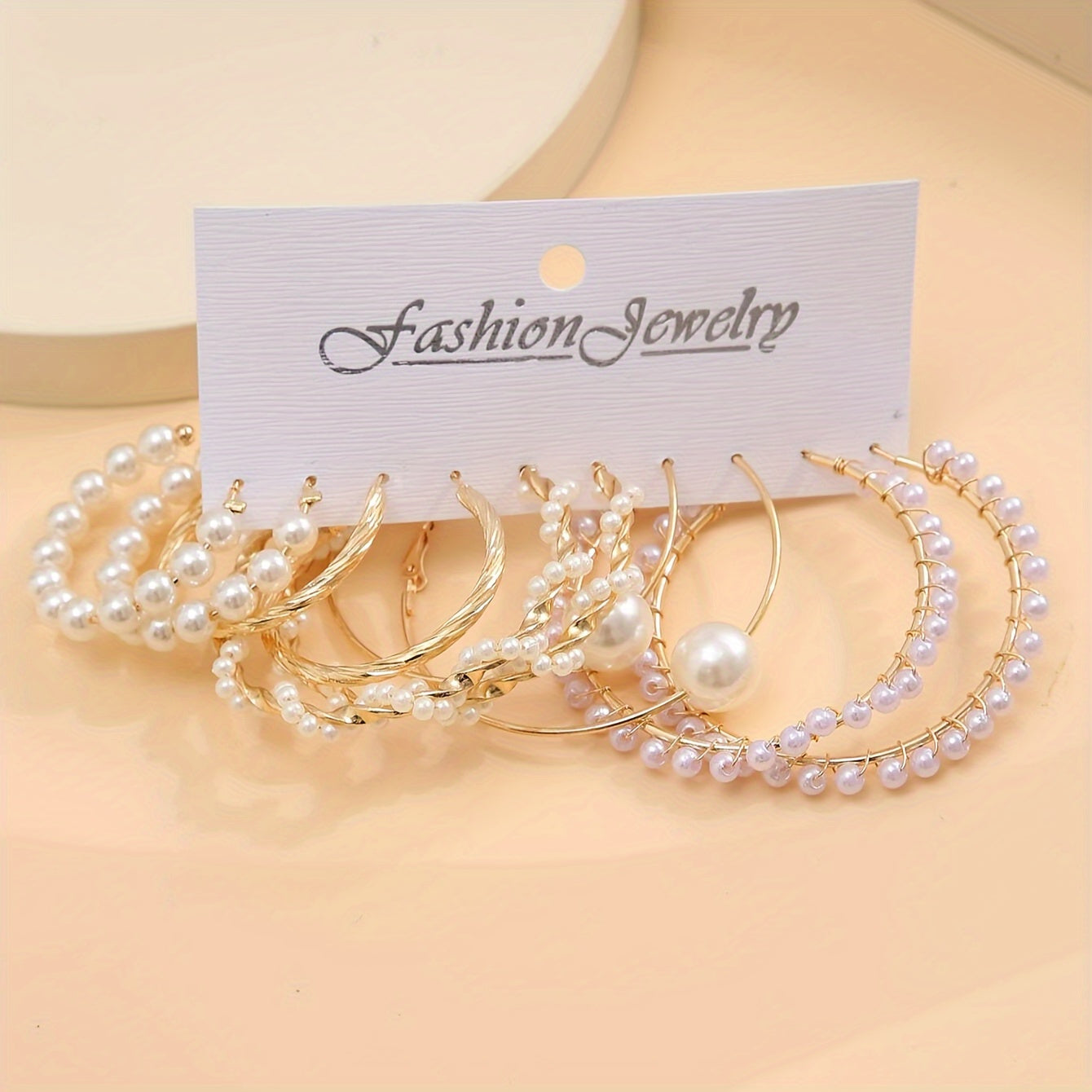 5 Pairs Set Of Earrings Zinc Alloy Jewelry With Imitation Pearl