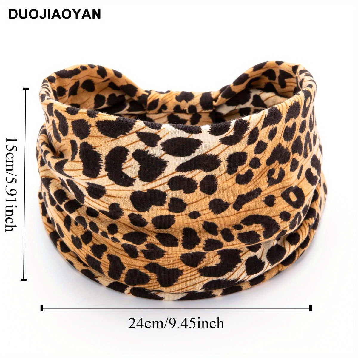 6PCS Leopard print digital sports headband Knot cross wide edge elastic headband