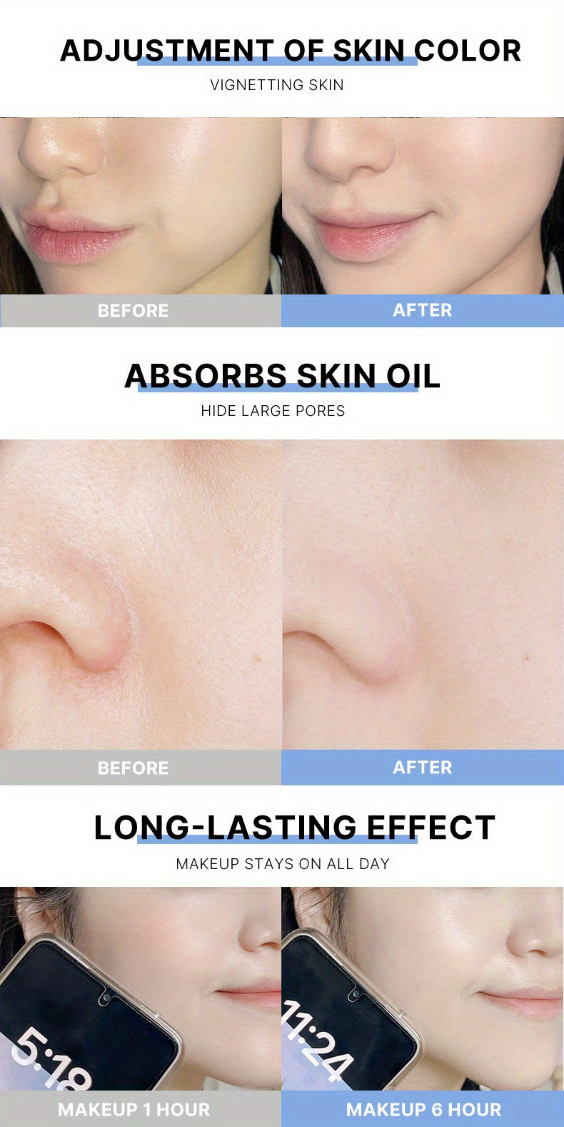 6 Color Waterproof Matte Setting Face Powder