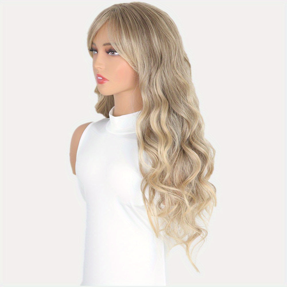 Blonde Elastic Net Cap Curly Wave Wig