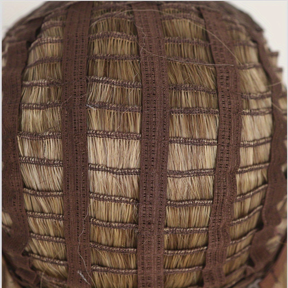Blonde Elastic Net Cap Curly Wave Wig