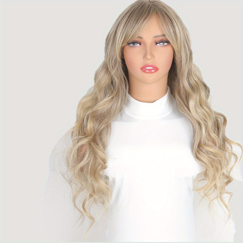Blonde Elastic Net Cap Curly Wave Wig
