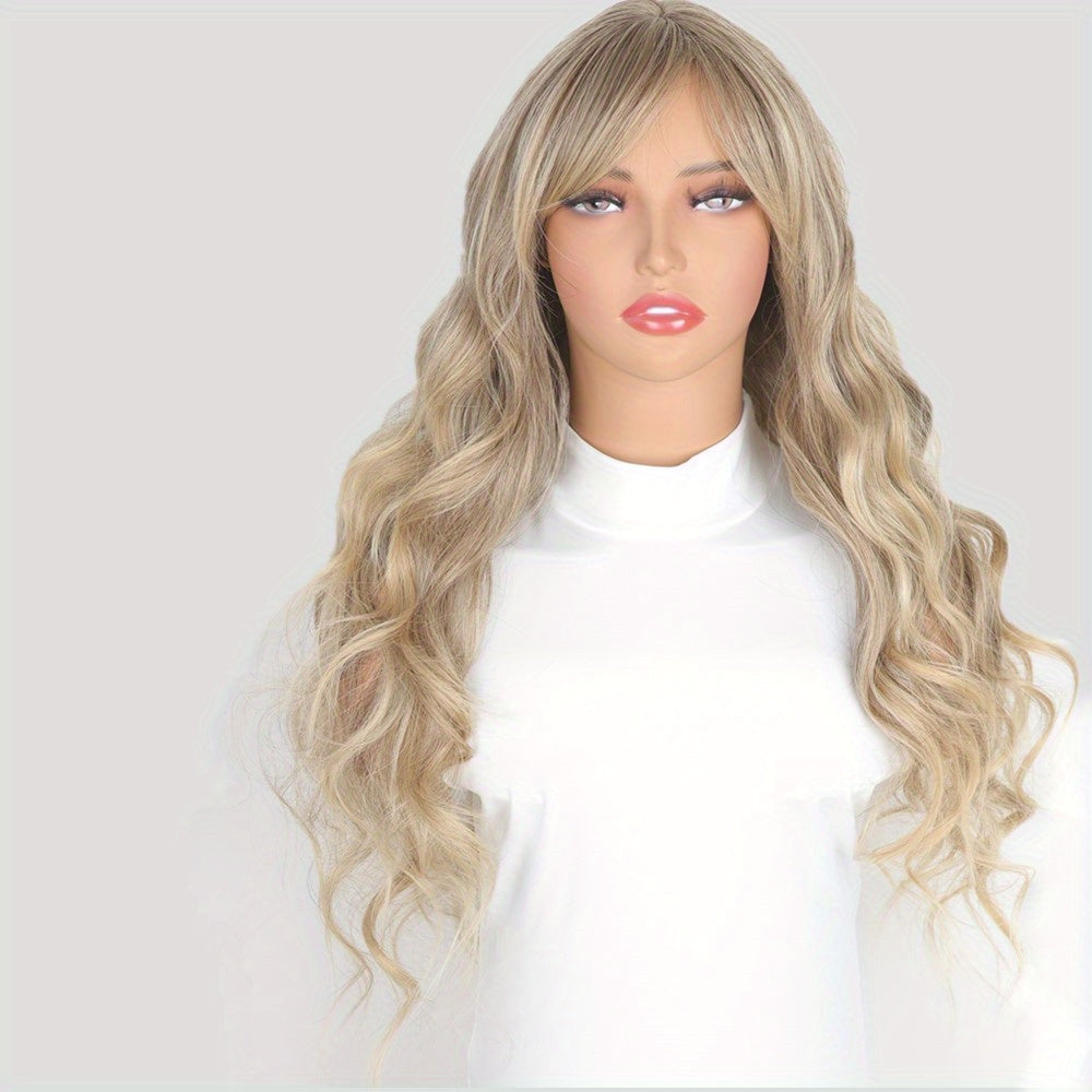 Blonde Elastic Net Cap Curly Wave Wig