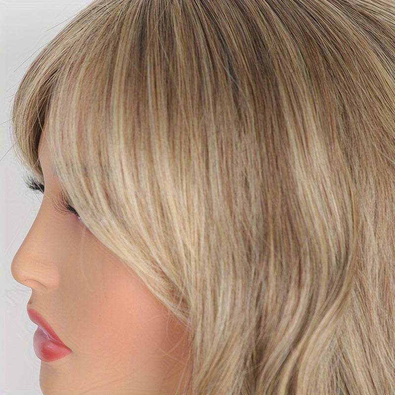 Blonde Elastic Net Cap Curly Wave Wig