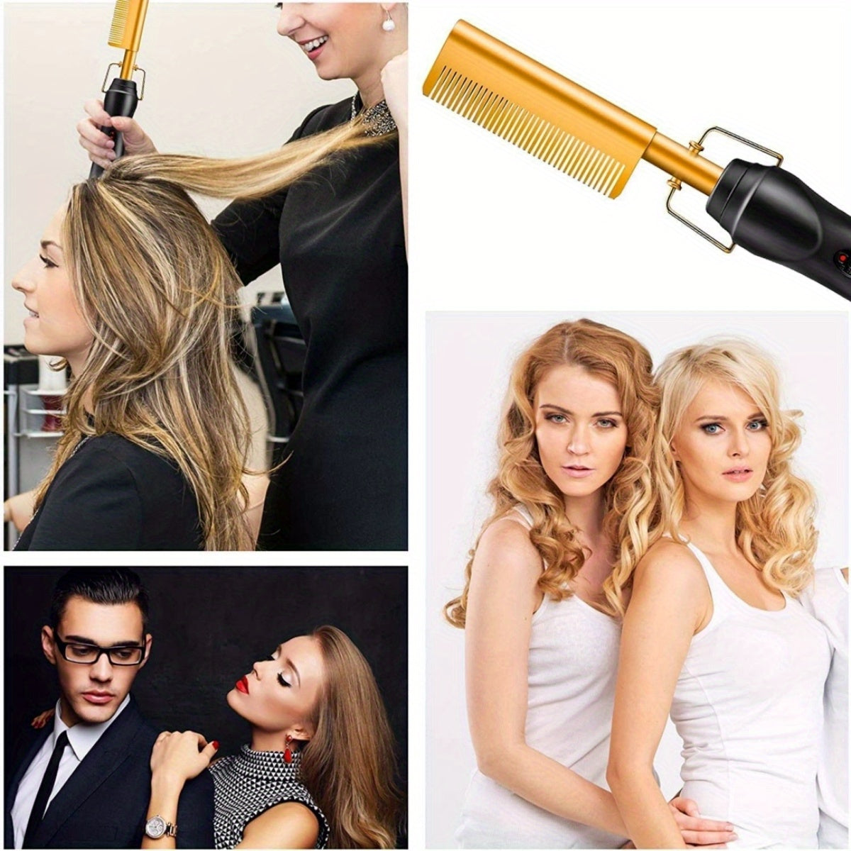 Electric Hair Straightener Curling Iron Electric Hair Straightener Hair Straightener Comb Brush Holiday Gift