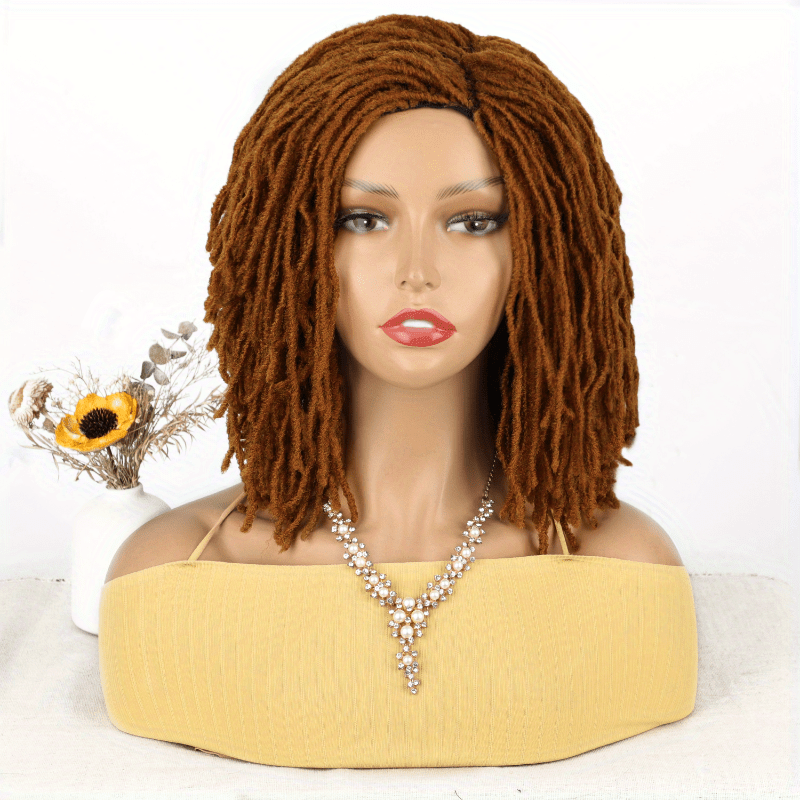 1pc Unisex Afro Bob Wig - Elegant Braided Crochet Twist, High Temperature Fiber, Rose Net Cap, Afro Curly/Kinky Style, Faux Locs Synthetic Hair for Men and Women