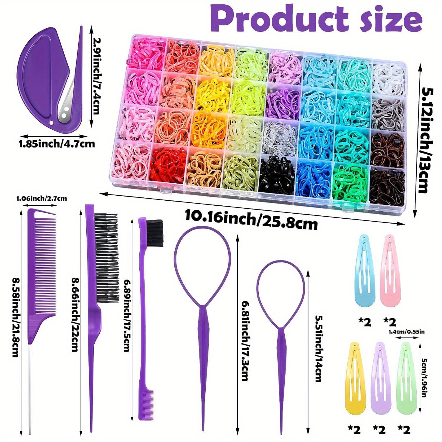 32 Color Hair Cord Headband Kit with Tool Kit