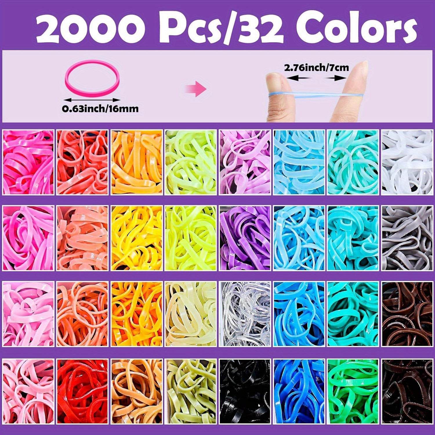 32 Color Hair Cord Headband Kit with Tool Kit