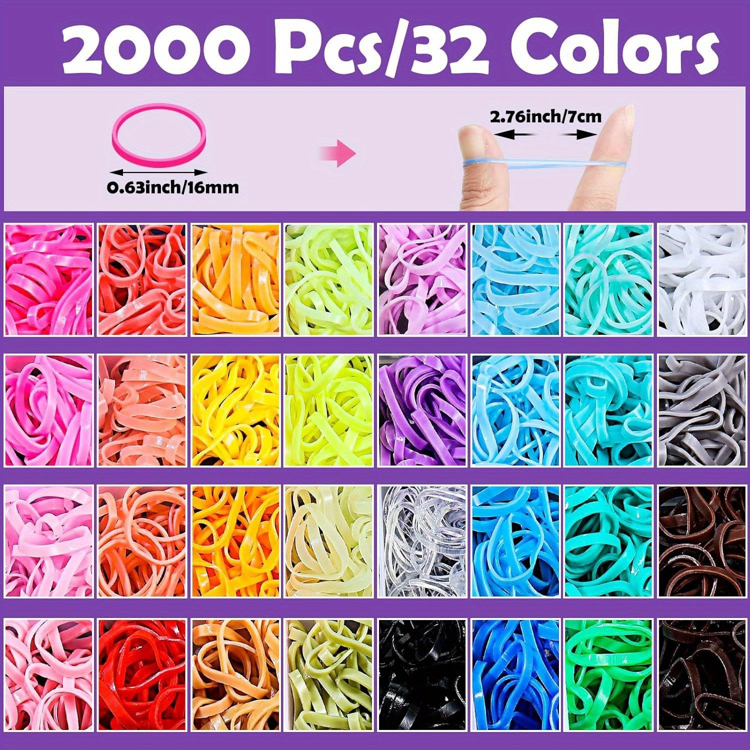 32 Color Hair Cord Headband Kit with Tool Kit, Mini Hair Strap with Hair Glue Scissors, Candy Colored Rubber Band, Disposable Hair Loop, High Elasticity Hair Accessory