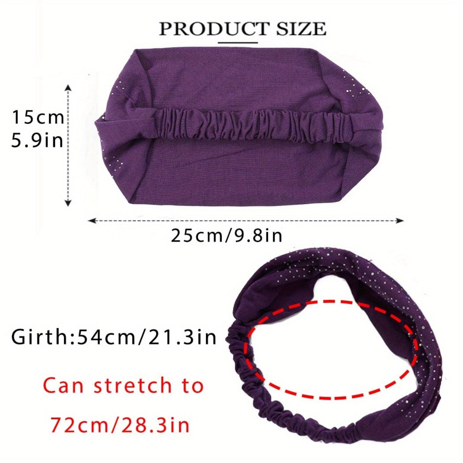 3 PCS Rhinestone Head Bands, Elastic African Head Wraps, Wide Headbands, Black Turban Headband, Sport Hair Bands for Women Christmas Gift Decoration Pack of 3
