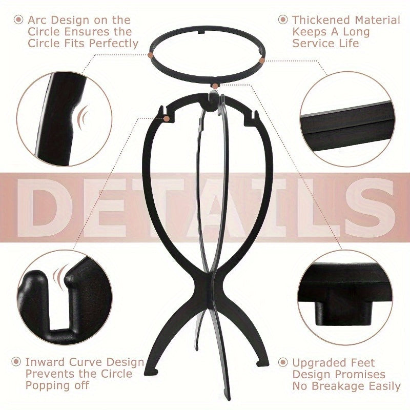 3-Pack Collapsible Wig Display Stands