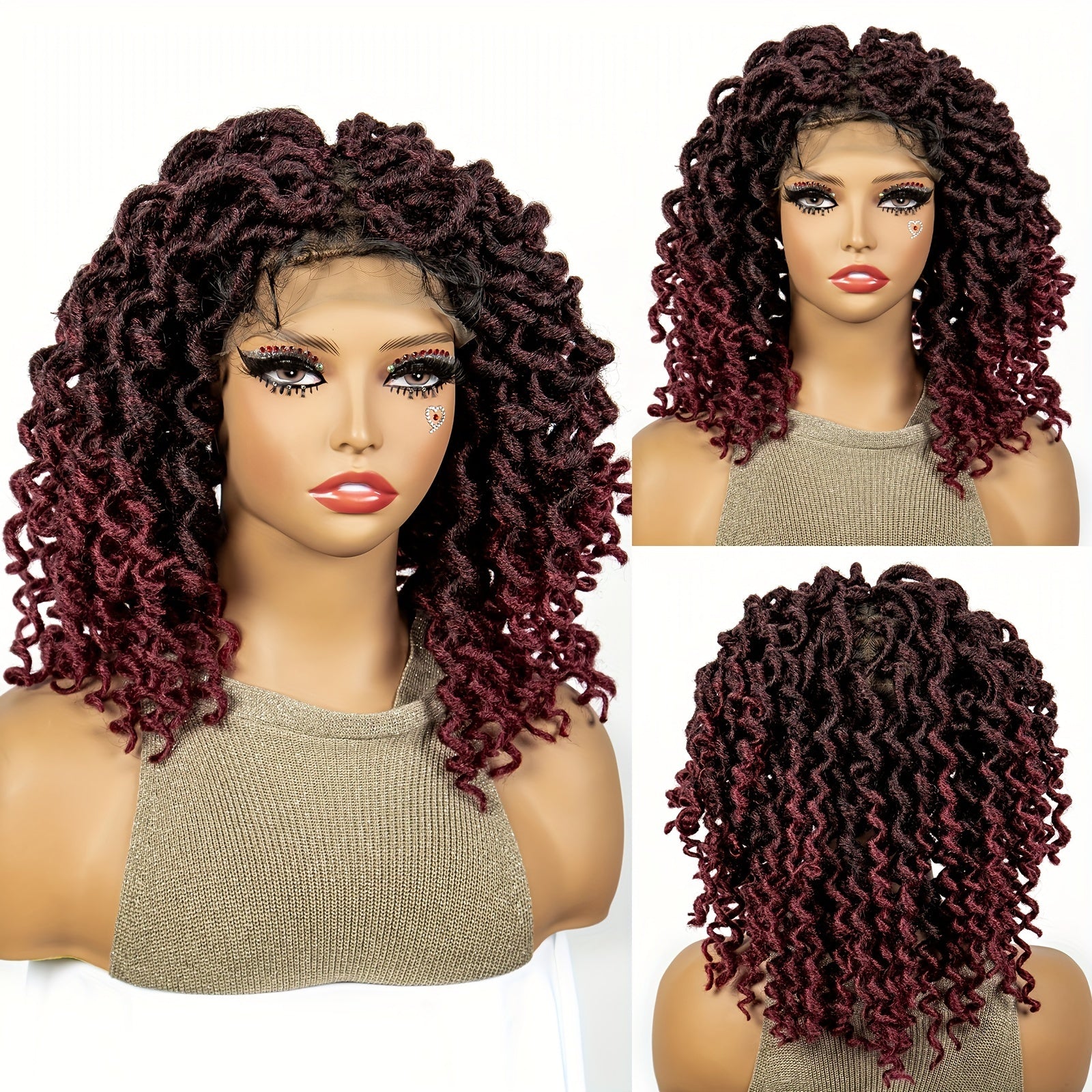 Full Lace Synthetic Wig Short Curly African Dreadlocks Multi-color Synthetic Fiber Braid Wig