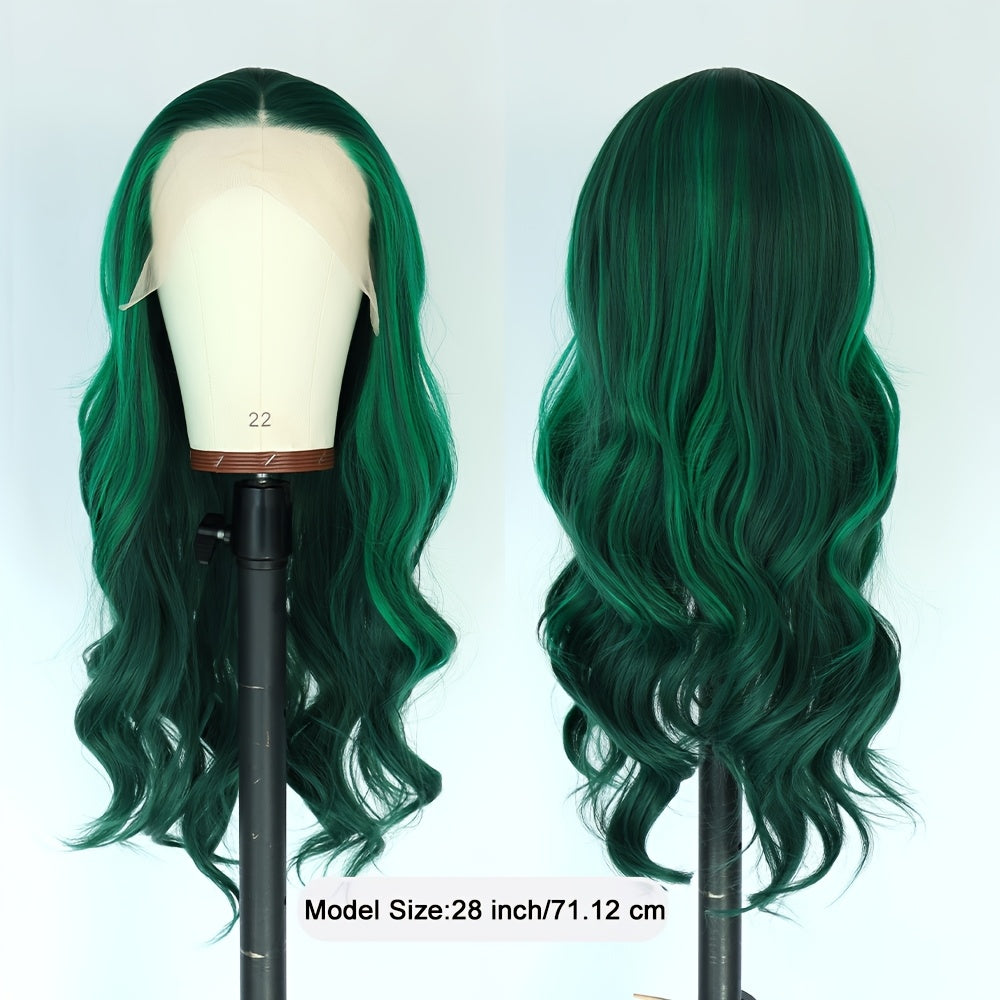 Ombre Green Body Wave Lace Front- Pre Plucked Synthetic Wigs