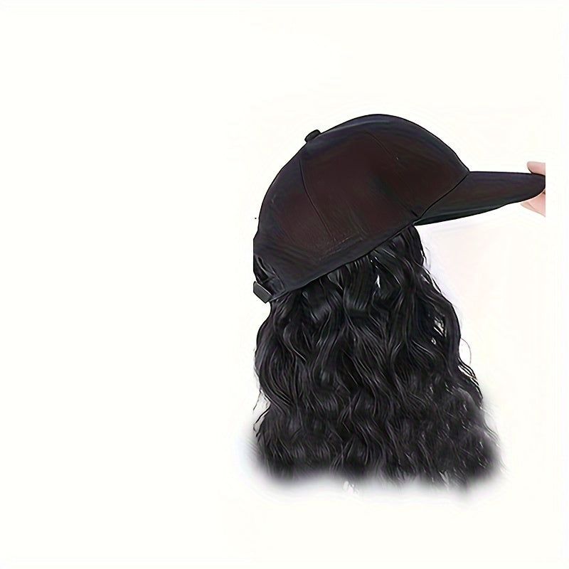 Hat Wig Medium Long Curly Wavy Wig For Women Synthetic Wig Beginners Friendly Heat Resistant For Daily Use Halloween Christmas