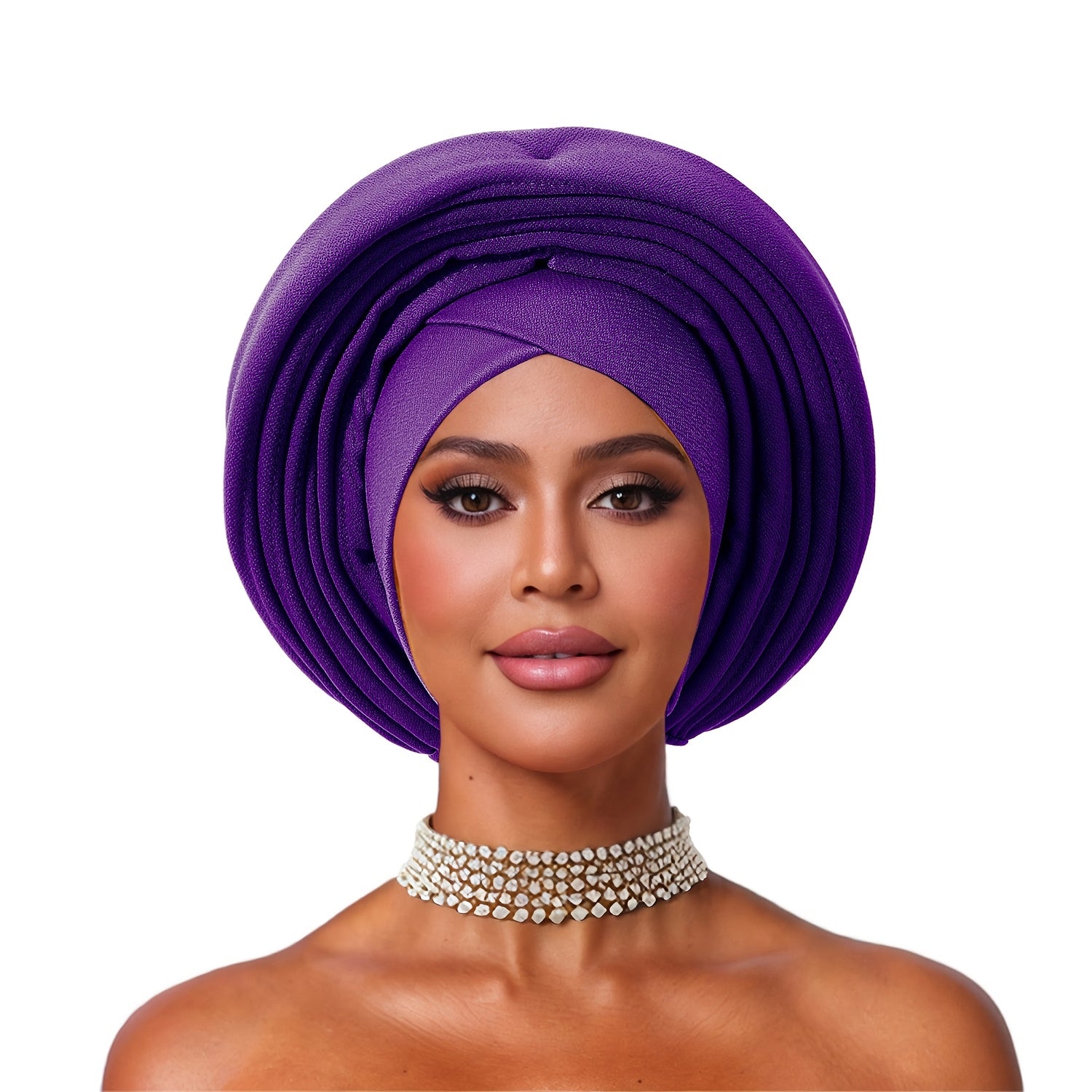 2pcs Cross Hair Turban+multi-layer Decorative Tie Set, African Style Headscarf Cap, Women's Party Decorative Headscarf
