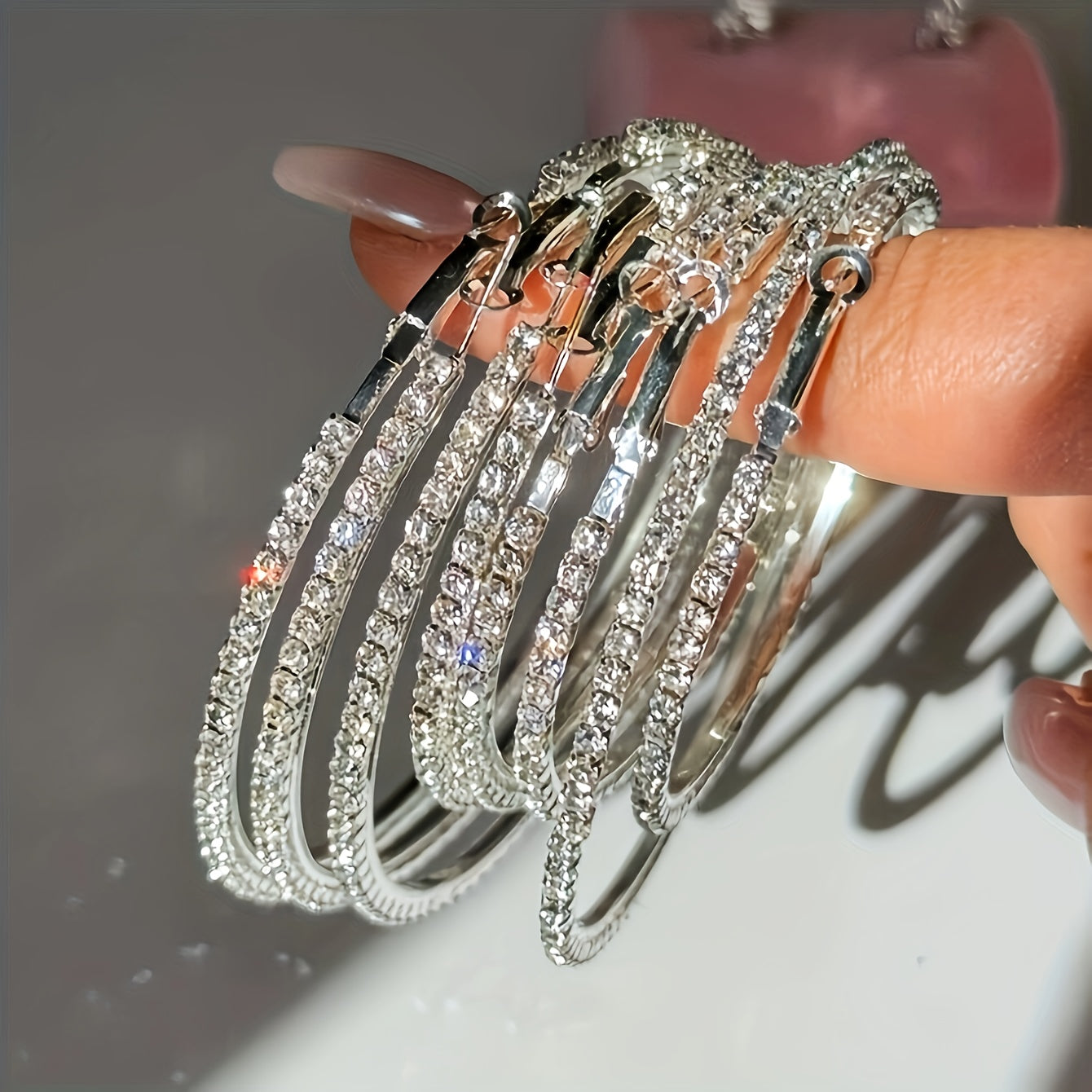 A Set Of 6 Stylish Large Hoop Earrings