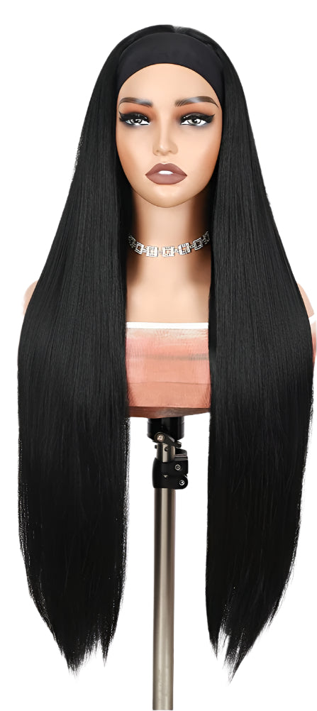 Black Straight Headband Wig