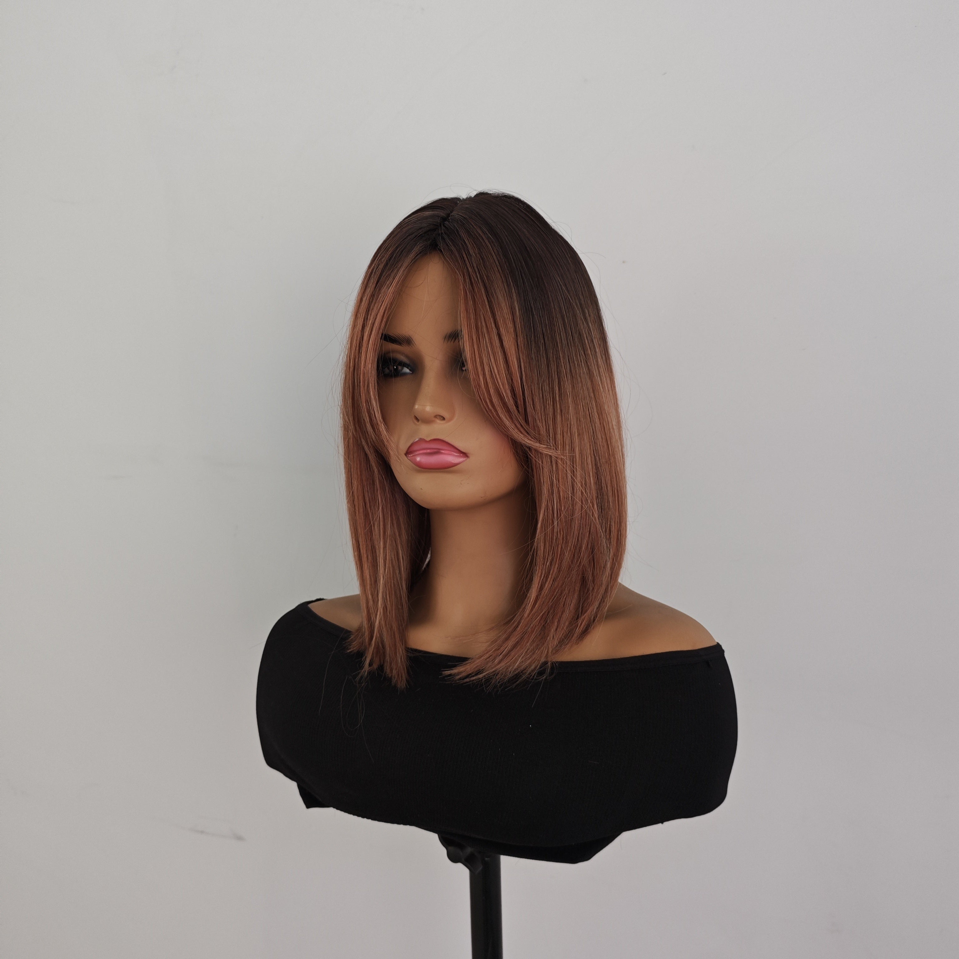 High Temperature Fiber Wig for Women - Basic Straight Hair Bob with Bangs, Rose Net Cap, Natural Looking Synthetic Wig for Daily Wear, Suitable for All