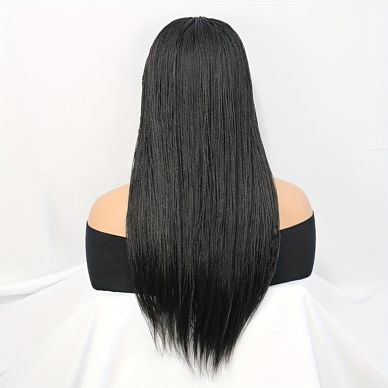 22-inch Women's 4X4 Lace Front Twist Braided Wig, Ri Fiber Synthetic Hair, Basic Style, Versatile Lace Area, All-Purpose Wig