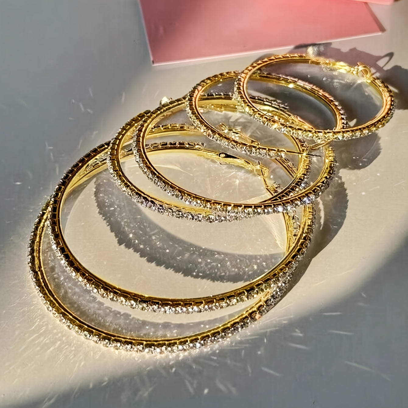 A Set Of 6 Stylish Large Hoop Earrings