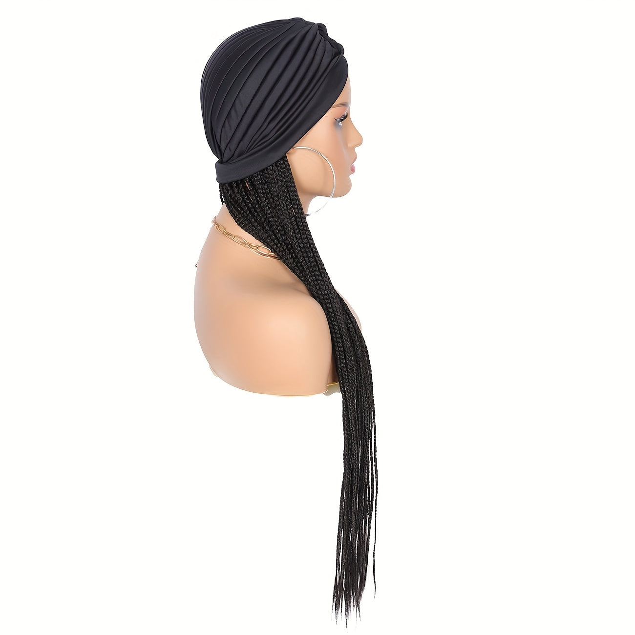 24 Inch Yaki Straight Braided Headband Wig for Women, Japanese Low-Temperature Fiber, Black & Light Brown, Daily Cosplay Wear, Basic Style