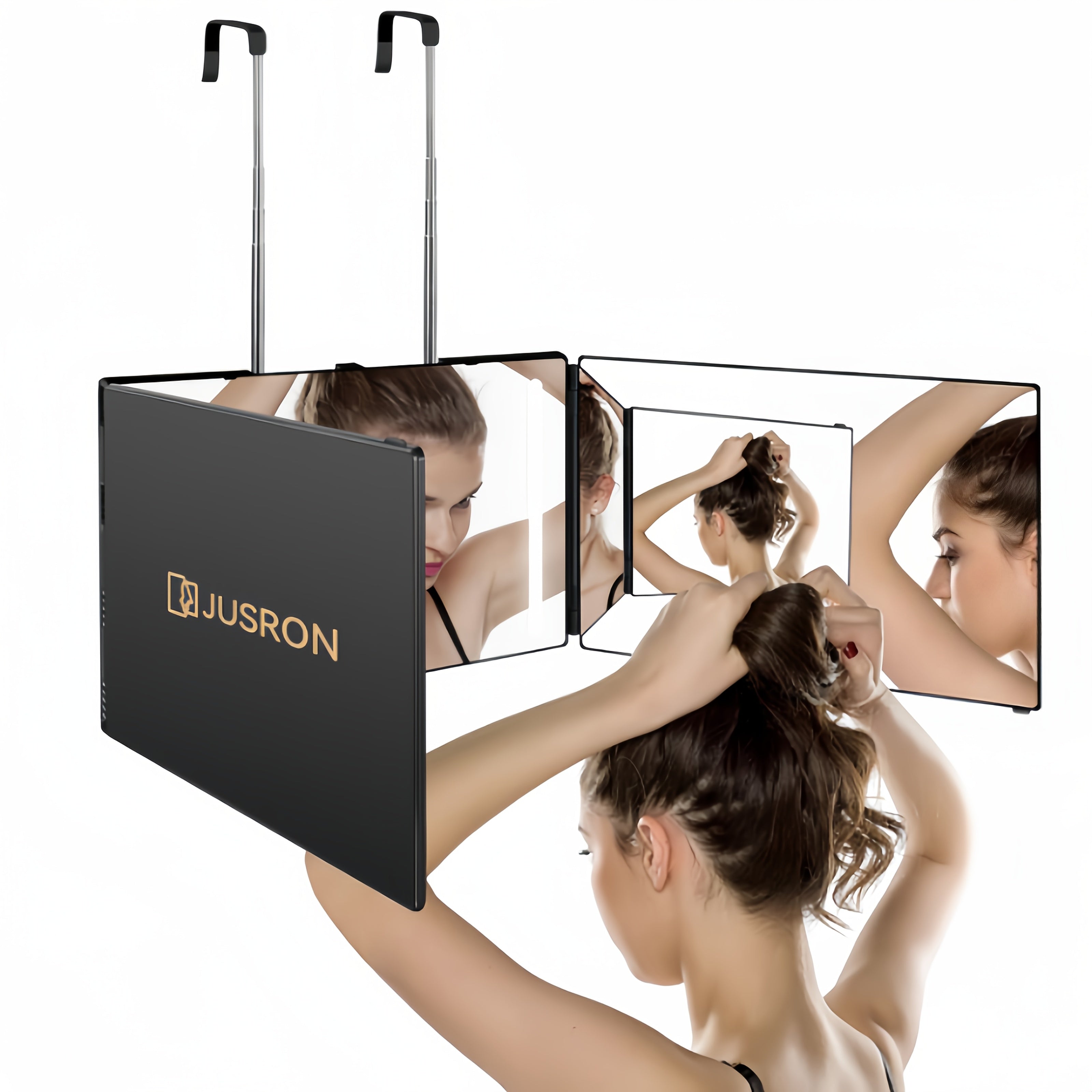 360-Degree Viewing Angle Hair Cutting Mirror, 3-Way Self Haircut Mirror with Clear Anti-Fog HD Glass, USB Rechargeable, Plastic Frame, Valentine's Day Gift, Valentine's Day Gift