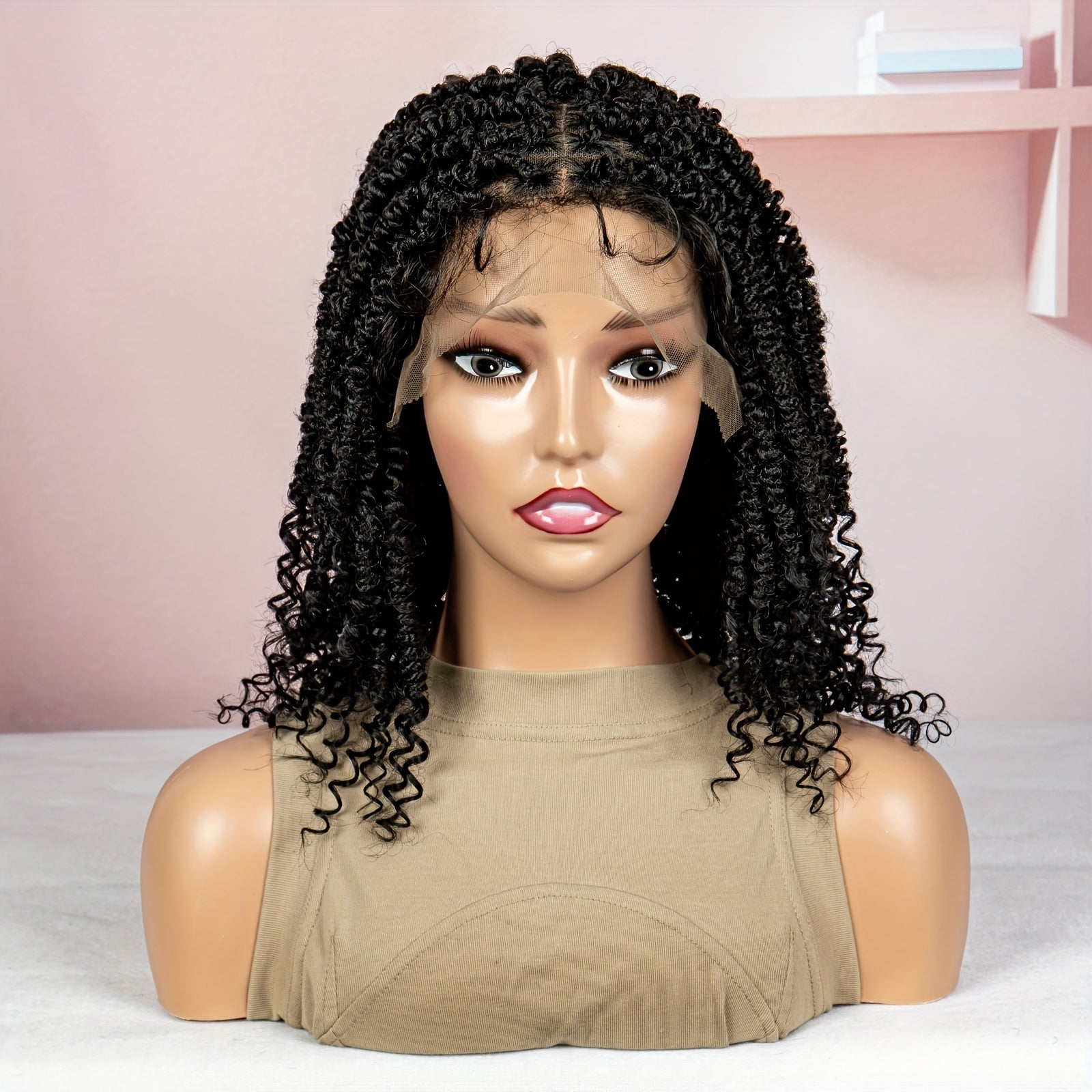 9x6 Inch 180% Density Women's Gradient Color Crochet Braids Lace Wig with Breathable Scalp Simulation, Elastic Knots, and Natural Looking High Temperature Fiber