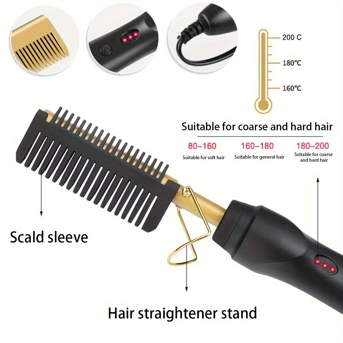 Electric Hair Straightener Curling Iron Electric Hair Straightener Hair Straightener Comb Brush Holiday Gift